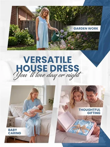 Vista 6 de Casual Nights Conjunto de bata y camisón de satén de 2 piezas para mujer Bordado Azul