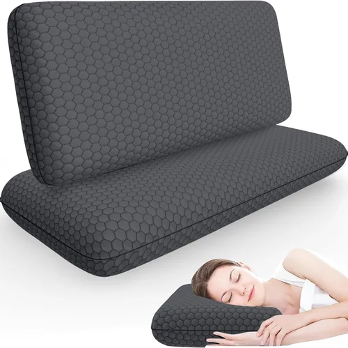Vista 9 de CushyOasis Almohadas de cama para dormir, 2 piezas, espuma viscoelástica, tamaño King, color azul