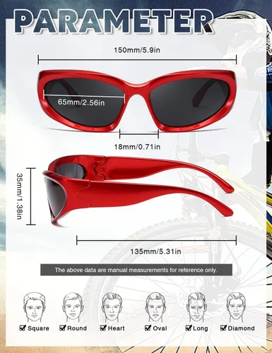 Vista 3 de MASDUN Gafas de sol polarizadas envolventes de moda vintage para hombres y mujeres, gafas de sol futuristas para deportes al aire libre UV400