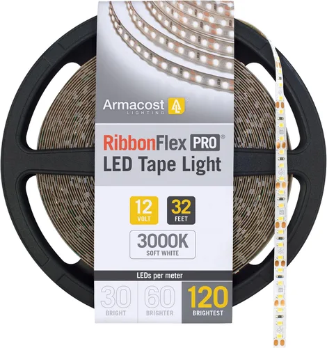 Vista 19 de Armacost Lighting RibbonFlex Pro 133210 - Tira de luces LED blancas de 12 V, 120 LED/m, 2700K, 8.2 pies