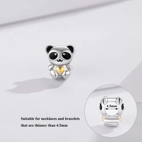Vista 5 de Abalorio de plata de ley 925 con diseño de panda para pulsera Pandora regalo para mujer e hija