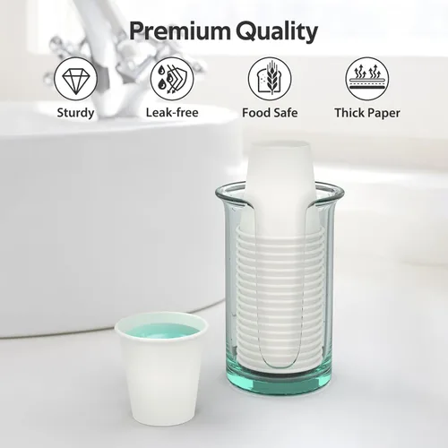 Vista 3 de Dealusy 200 tazas de café desechables de 3 onzas, tazas de enjuague bucal para baño, sin fugas, aptas para alimentos, mini taza de papel pequeña