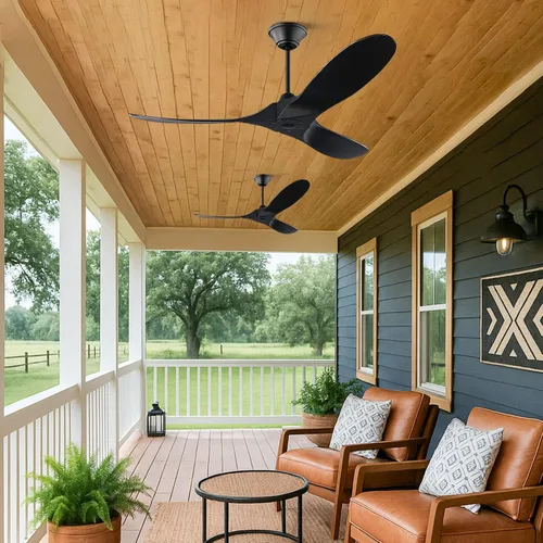 Vista 8 de Ventilador de techo negro para exteriores de 60 pulgadas para patios sin luces, clasificado para ambientes húmedos, ventilador de techo inteligente