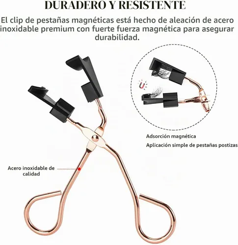 Vista 2 de Herramienta de ayuda para aplicar pestañas magnéticas, clip magnético de pestañas postizas, fácil de aplicar rizador de pestañas magnético sin Dorado