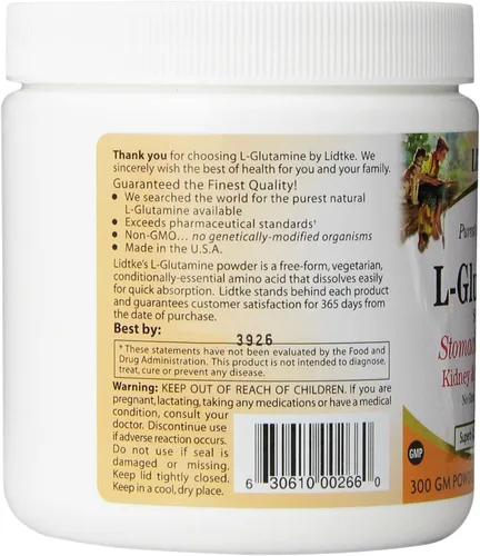 Vista 2 de Lidtke Technologies L-Glutamina en polvo, 10.58 oz