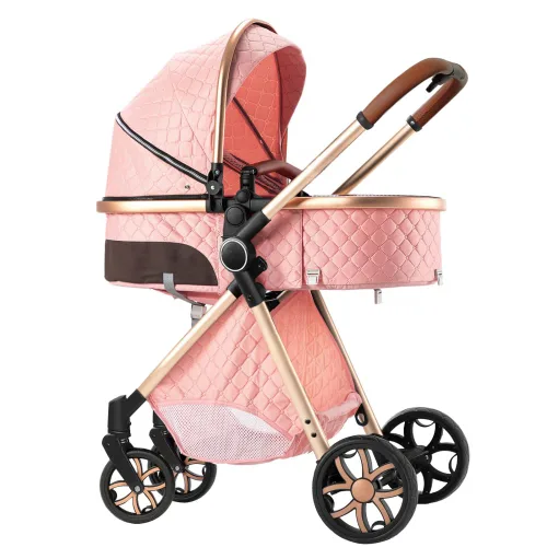 Vista 11 de Cochecito de bebé 2 en 1, cochecito infantil convertible, carriola de bebé de alta vista, cochecito plegable con toldo ajustable (Negro)