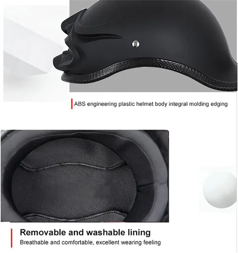 Vista 6 de Half-Shell - Casco de motocicleta, casco de motocicleta con cara abierta, certificación ECE/DOT, medio casco, M (57 ~ 22.8 in)