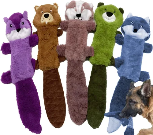 Vista 10 de Jalousie Paquete de 5 juguetes chirriantes para perros sin relleno con forro duradero sin relleno, juguetes para perros de papel arrugado, juguete