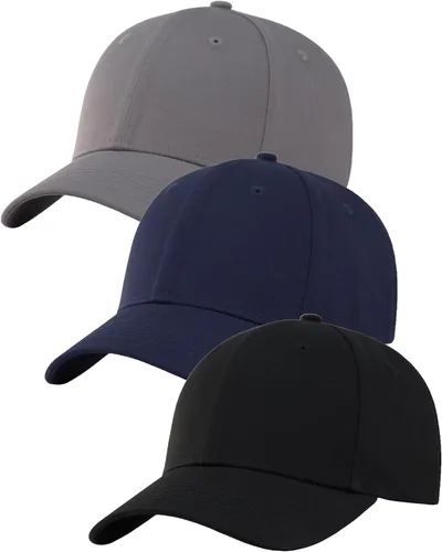 Vista 10 de Paquete de 3 gorras de béisbol de algodón liso con correa trasera, ajustables, de perfil bajo, para hombres y mujeres 3 Negro