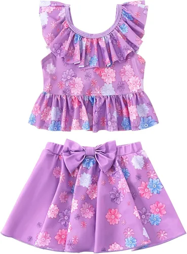 Vista 3 de AmzApparel Encanto Mirabel - Traje de baño para niñas, Isabella, conjunto de bikini de 2 piezas