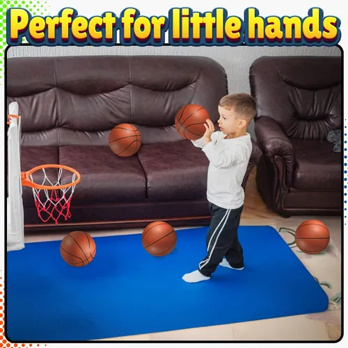 Vista 3 de Mini Basketball Set for Kids - 6 Inch (5 Pack) w/Hand Pump - Small Size Indoor Mini Hoop Balls for Toddlers - Over The Door Basketball Games, Indoor