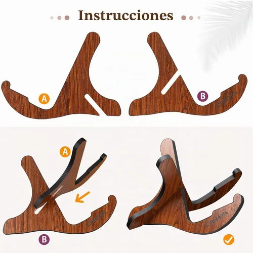 Vista 4 de CAHAYA Soporte de guitarra de madera universal plegable piso soporte para Marrón oscuro