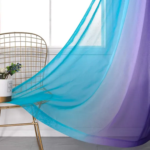 Vista 6 de KOUFALL - Cortinas cortas transparentes de 45 pulgadas de largo para decoración de baño, juego de 2 paneles con bolsillo para barra, cortinas