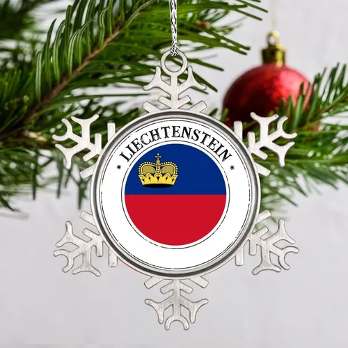 Vista 13 de Bandera de Mongolia, adornos de Navidad 2023, adorno de copo de nieve, adornos de recuerdo de ciudad de campo para árboles de Navidad, colgante