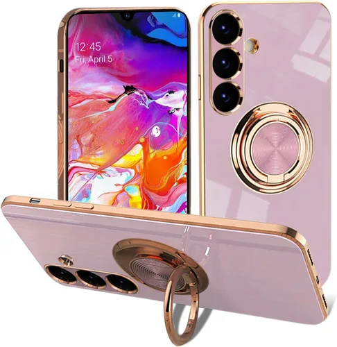Vista 11 de EYZUTAK Caja magnética galvanizada del sostenedor del anillo para Samsung Galaxy S21 5G, 360 grados con la rotación del anillo del dedo del metal