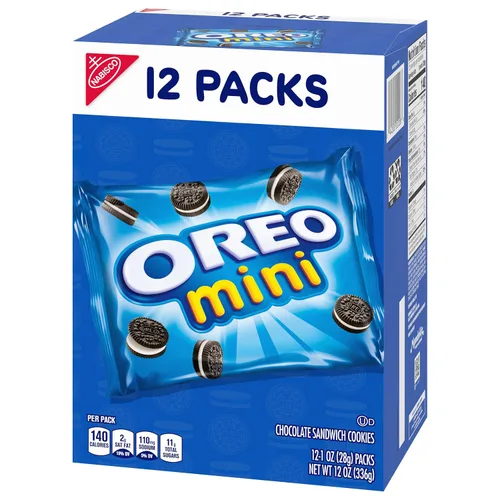Vista 15 de OREO Mini galletas sándwich de chocolate, 12 paquetes de aperitivos