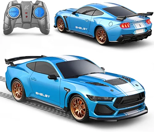 Vista 10 de AEROQUEST Audi - Auto de control remoto, a escala 1:24, eléctrico, deportivo, de carreras, pasatiempos, vehículo modelo Audi para niños y niñas, Azul