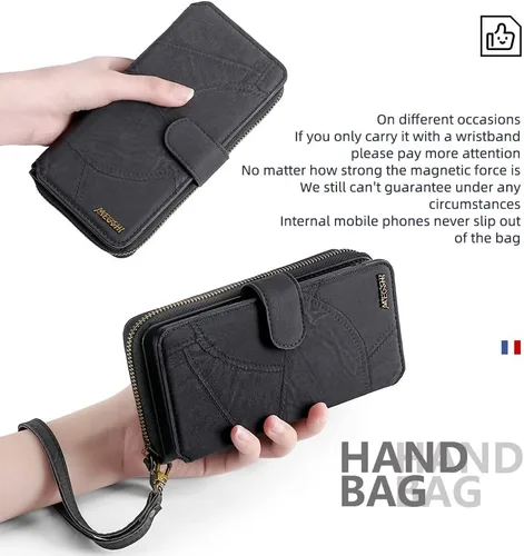 Vista 7 de Asuwish Funda de teléfono para Samsung Galaxy S9 Plus con cremallera, funda desmontable con protector de pantalla de vidrio templado y tarjetero