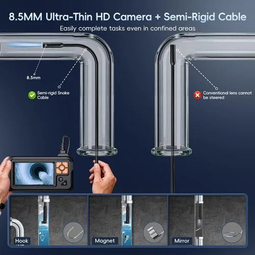 Vista 6 de SKYBASIC Cámara Endoscopio Industrial Boroscopio con Luz, 4.3'' HD Digital Portátil Impermeable Herramientas de Alcantarillado Cámara de Inspección