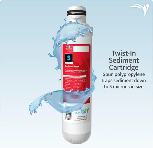 Vista 2 de Aquatic Life Paquete de cartuchos de repuesto de filtro de agua de ósmosis inversa Twist-In para acuario, incluye membrana de 75 GPD, sedimentos