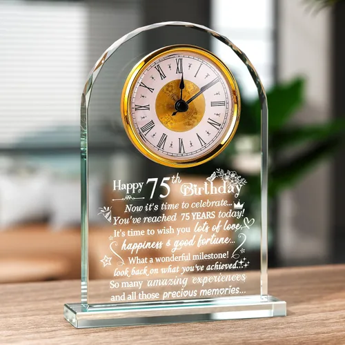 Vista 13 de Ornalrist Reloj de cristal de feliz cumpleaños 70 para mujeres, hombres, recuerdo de cumpleaños de 70 años para mamá, papá, padres, decoración