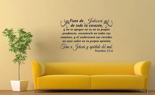 Vista 2 de byyoursidedecal Adhesivos de pared españoles Trust decorativo para pared Jehová, y apártate del mal Proverbios 3:3-4 Despegar y pegar Mensajes