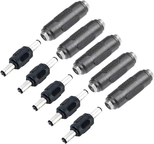 Vista 10 de 10 conectores BNC hembra a hembra y DC macho a macho de 0.217 in x 0.083 in, adaptador de conector de cable de alimentación de 12 V 5A, adaptador