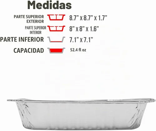 Vista 3 de Fig & Leaf Paquete de 35 moldes cuadrados para hornear pasteles de 8 x 8 pulgadas con tapas de cúpula de plástico, latas de papel de aluminio