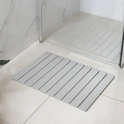 Vista 11 de Meowoo Tapete de baño plegable de piedra de 15.7 x 11.8 pulgadas, tapete de baño de tierra de diatomeas, antideslizante, de secado rápido, súper