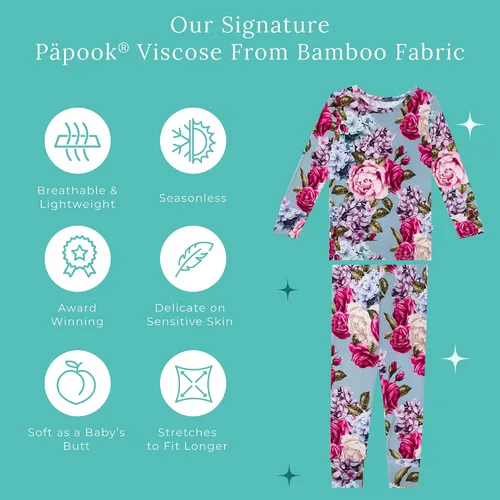 Vista 100 de Posh Peanut Pijamas para niñas, suaves, de viscosa de bambú para niños, pijamas a juego de manga larga para niñas