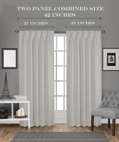 Vista 3 de Par de paneles de cortinas plisadas de doble pellizco para ventana (con 2 paneles combinados, 42 pulgadas de ancho x 45 pulgadas de largo)