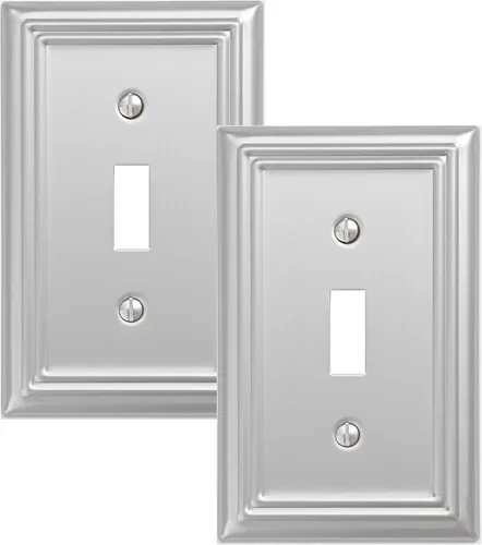 Vista 20 de OKAWYC Adler - Placa de pared de metal para interruptor de luz de palanca/decorador, paquete de 2 unidades, níquel cepillado, 2 Gang