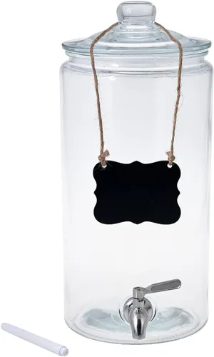 Vista 8 de Dispensador de bebidas de 2 galones con espita de acero inoxidable + marcador y pizarra, dispensador de bebidas de vidrio 100% a prueba de fugas