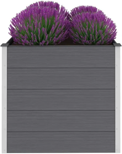 Vista 2 de WPC - Cama elevada para jardín de 39.4 x 39.4 x 35.8 pulgadas, color gris, maceta elevada para jardín de hierbas y flores