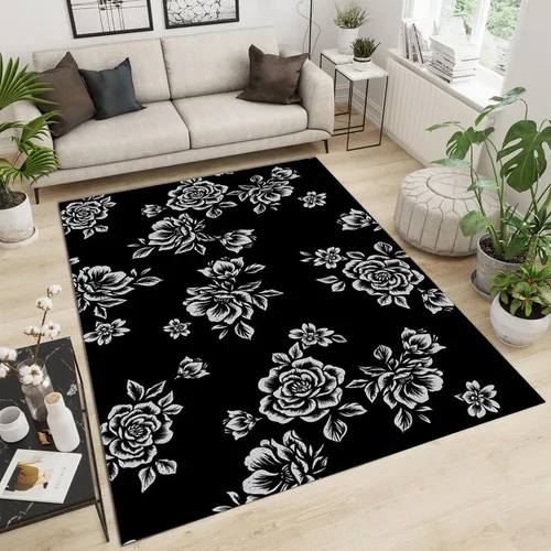 Vista 13 de Alfombra de área de flores simples moradas, alfombra abstracta degradada para interiores, decoración de sala de estar, cálida, suave, duradera