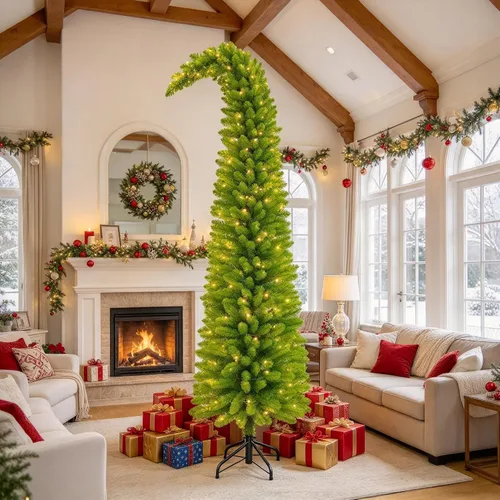 Vista 11 de Árbol de Navidad preiluminado de 6 pies con 210 luces Verde-clásico