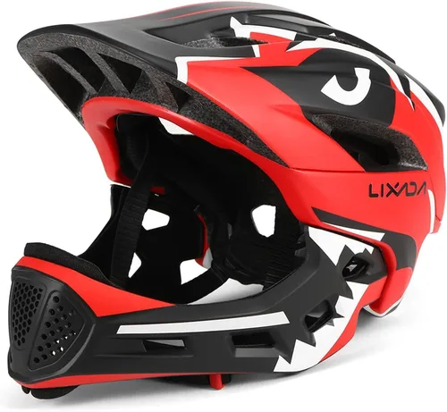 Vista 12 de Lixada Casco de bicicleta para niños, ajustable, desmontable, de cara completa, casco de ciclismo para niños, bicicleta, monopatín, scooter,