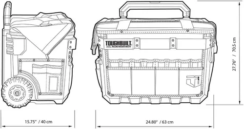 Vista 3 de ToughBuilt - Bolsa de herramientas de boca grande con ruedas, XXL, base impermeable, resistente, duradera y ruda (TB-CT-61-22)