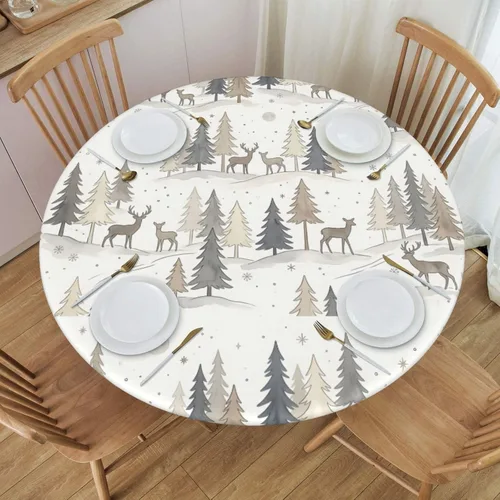 Vista 20 de Decorative Round Tablecloth Fitted Elastic 26" - 30" Butterfly Waterproof Table Cloth Cover Stretch Table Pad Cover for Parties Weddings Banquet