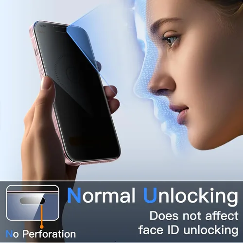 Vista 8 de JETech Protector de pantalla de privacidad de 360 grados para iPhone 15 de 6.1 pulgadas, película de vidrio templado antiespía de 4 vías