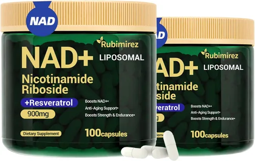Vista 9 de Suplemento NAD+ con ribósido de nicotinamida y resveratrol 900 mg – Apoyo antienvejecimiento para mujeres y hombres, alternativa NMN, vegano sin OMG