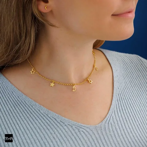 Vista 2 de Amberta Women 925 Sterling Silver Celestial Choker