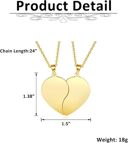 Vista 7 de Personalized Master Collar a juego personalizado para parejas, de acero inoxidable, rompecabezas de corazón para él y ella, collar de pareja