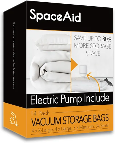 Vista 10 de Bolsas de almacenamiento al vacío SpaceAid, bolsas compresoras selladoras de ahorro de espacio para edredones, cobijas, almohadas, ropa de cama