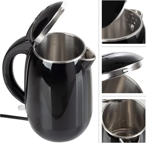 Vista 5 de Hervidor eléctrico – Calentador de agua de ebullición rápida con apagado automático con interior de acero inoxidable y construcción de doble pared