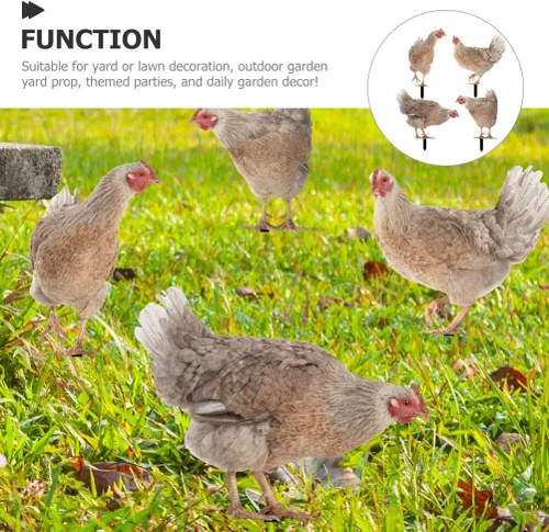 Vista 7 de HANABASS Juego de 4 estacas decorativas de acrílico para jardín, estatuas de gallina, decoración de gallina, gallo y animales para patio trasero