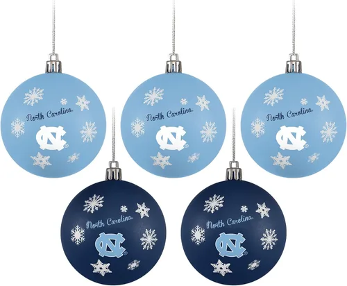 Vista 8 de FOCO NCAA - Juego de 5 adornos inastillables para árbol de Navidad con logotipo del