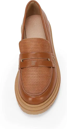 Vista 6 de Mocasines de plataforma para mujer, cómodos, de tacón grueso, sin cordones, punta redonda, para negocios, trabajo