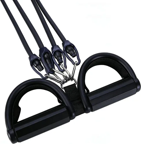 Vista 4 de Lenporl Upgrade 4-Tube Pedal Ankle Puller Resistance Bands with Two Extra Handles,Pedal Puller Resistance Band with Handle for Home Gym,Yoga &