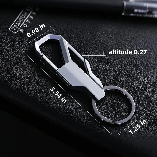 Vista 3 de 2 paquetes de aleación de zinc resistente a los arañazos llavero de coche clip bobina Cool Ring hebilla llavero regalo de negocios para hombre gris